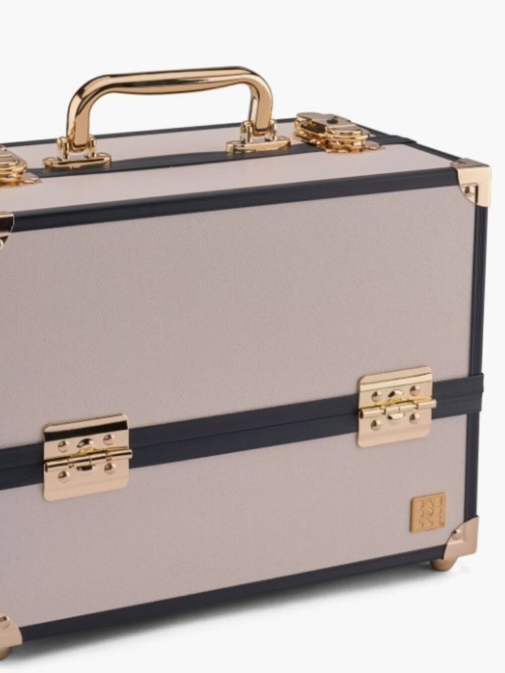 Caboodles Make Me Over Train Case | Cosmetic Organizer with Locking Latch Beige